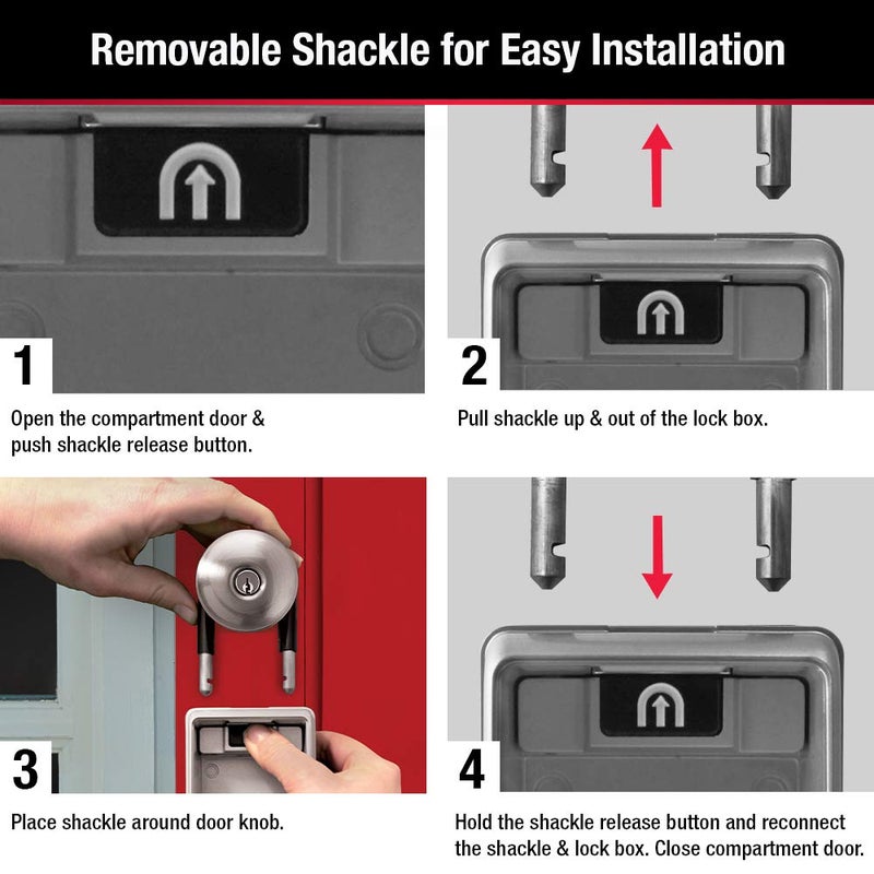 Master Lock صندوق قفل مفاتيح محمول أسود من ماستر لوك مع أقراص مضيئة، مجموعة/إعادة تعيين التركيبة للمستأجرين، الضيوف، العملاء، مثالي لوكلاء العقارات، الملاك أو مديري الممتلكات، يحمل 6 مفاتيح، 5424EC - Image 4